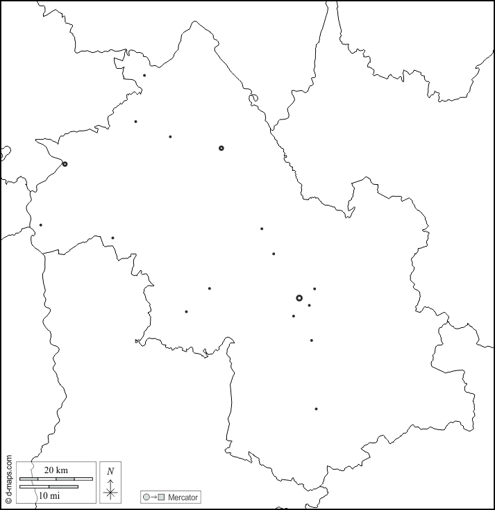 Isère : d-maps.com: mappa gratuita, mappa muta gratuita, cartina muta gratuita : frontiere, principali città, bianco