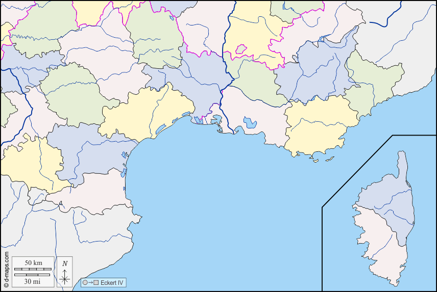 Midis : d-maps.com: Kostenlose Karten, kostenlose stumme Karte, kostenlose unausgefüllt Landkarte, kostenlose hochauflösende Umrisskarte : Grenzen, Hydrografie, Departements, Farbe