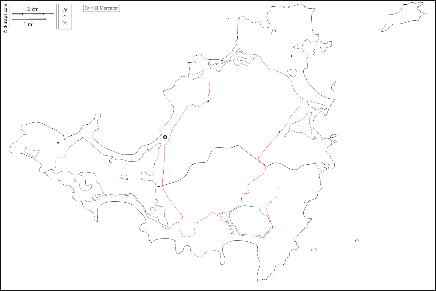 Saint Martin : d-maps.com: mappa gratuita, mappa muta gratuita, cartina muta gratuita : frontiere, idrografia, principali città, strade, bianco