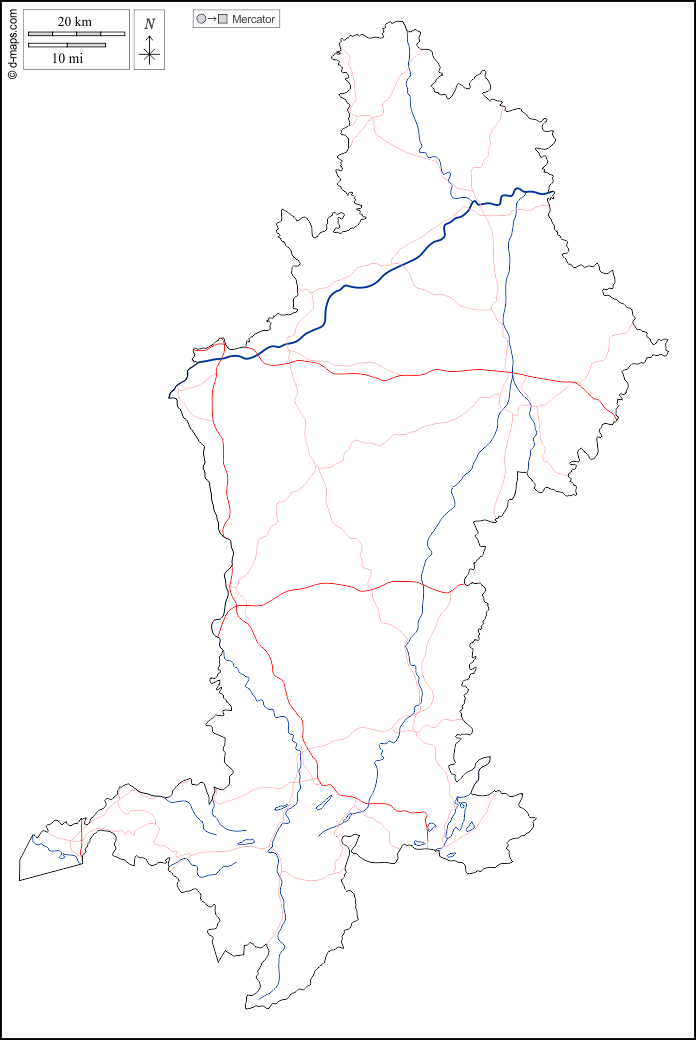 منطقة سوابيا : خريطة مجانية, خريطة خاليه من الفراغ, خريطة الخطوط العريضة, خريطة القاعدة الحرة
 : الخطوط العريضة, هيدروغرافيا, الطرق, أبيض
