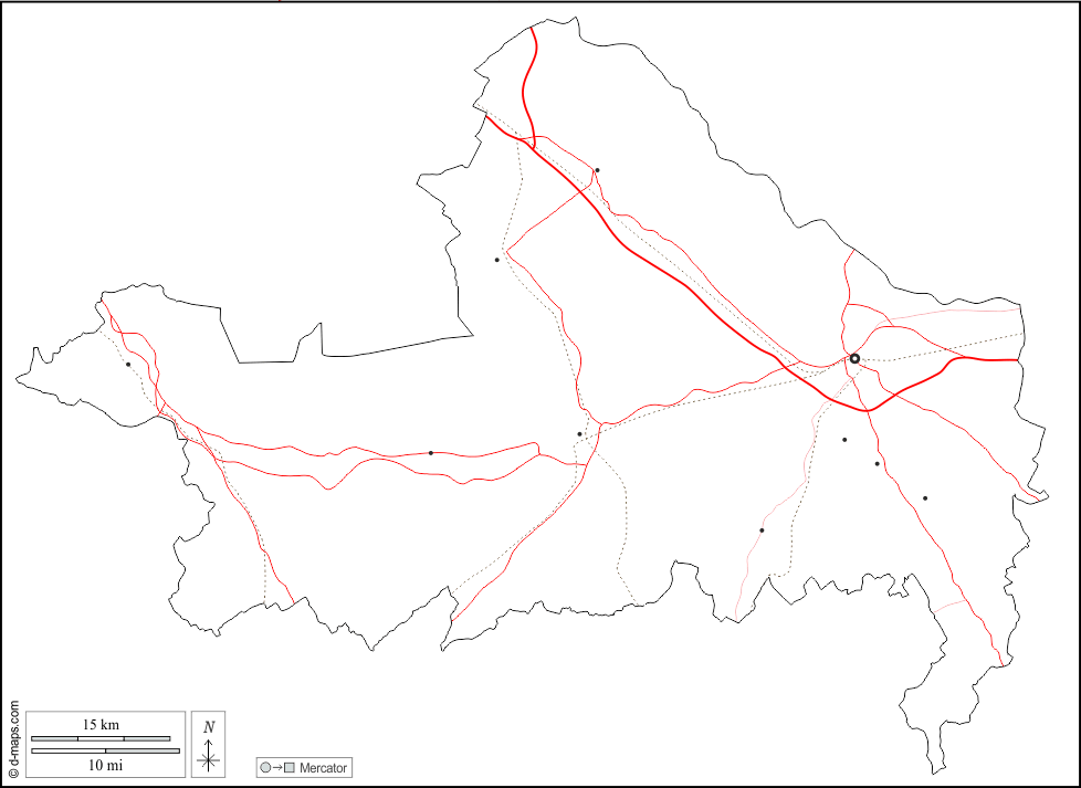Győr-Moson-Sopron : d-maps.com: mappa gratuita, mappa muta gratuita, cartina muta gratuita : contorni, principali città, strade, bianco