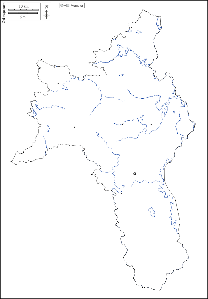 Roscommon : d-maps.com: mappa gratuita, mappa muta gratuita, cartina muta gratuita : contorni, idrografia, principali città, bianco