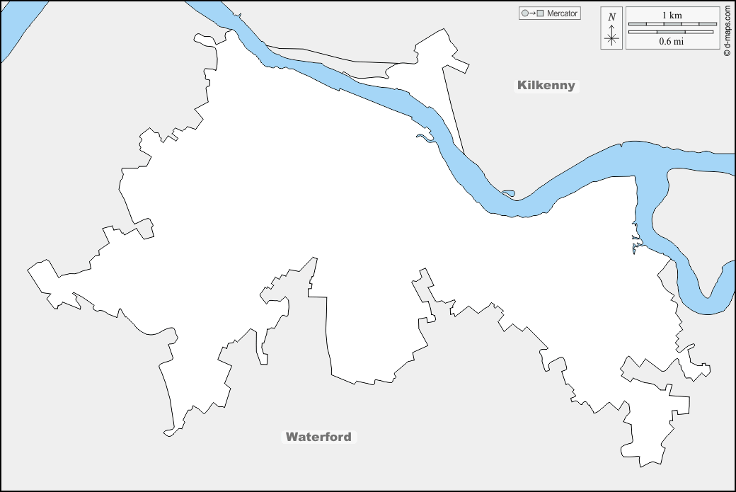 Waterford City : d-maps.com: free map, free blank map, free outline map, free base map : boundaries, names