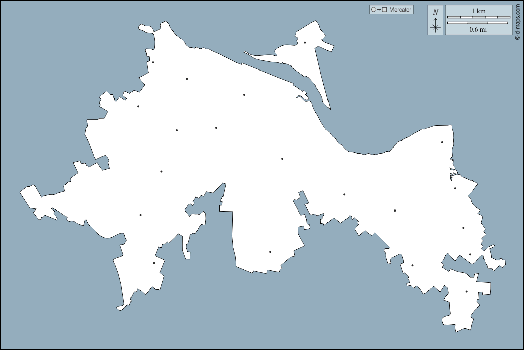 Ville de Waterford : d-maps.com: carte géographique gratuite, carte géographique muette gratuite, carte vierge gratuite, fond de carte gratuit, formats graphiques courants : contours, quartiers