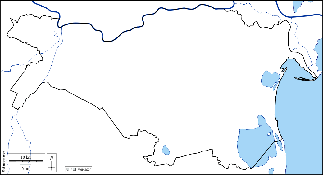 Ferrara : d-maps.com: mappa gratuita, mappa muta gratuita, cartina muta gratuita : litorali, limiti, idrografia