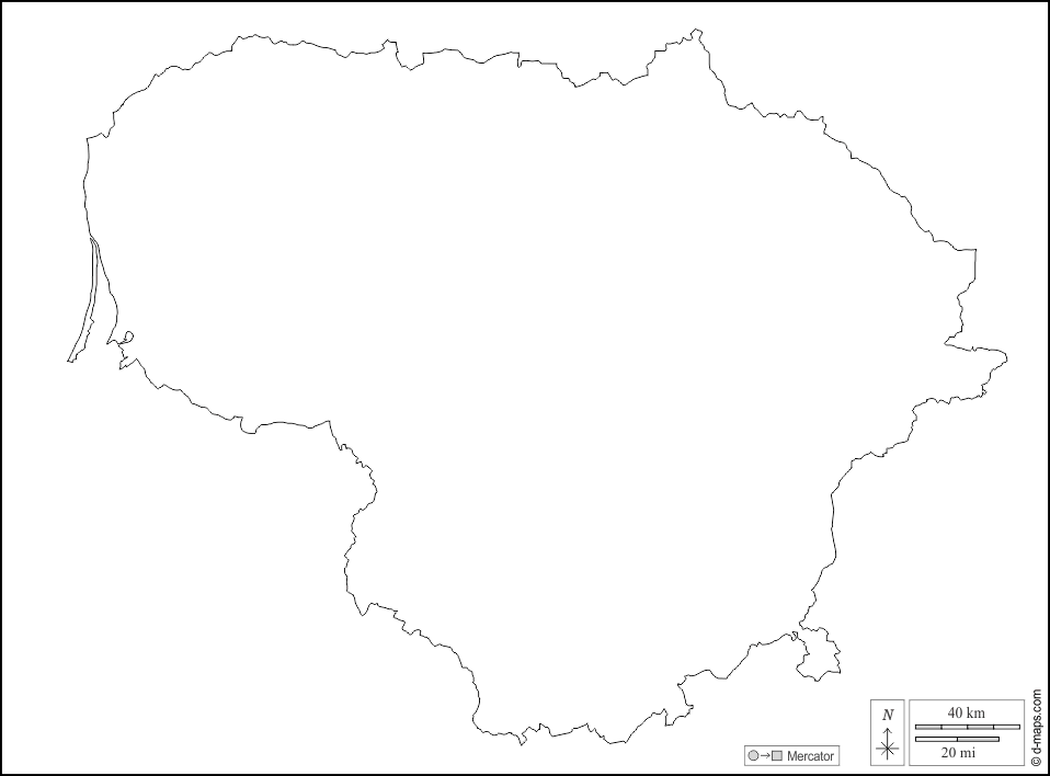Lithuania : d-maps.com: free map, free blank map, free outline map, free base map : outline, white