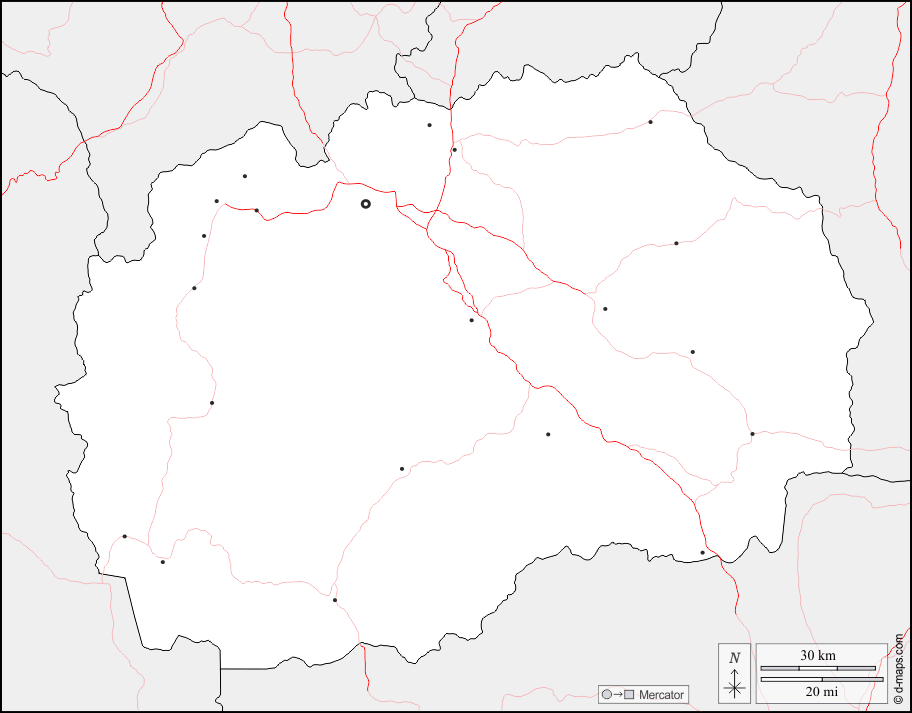 Macedonia del Nord : d-maps.com: mappa gratuita, mappa muta gratuita, cartina muta gratuita : frontiere, principali città, strade