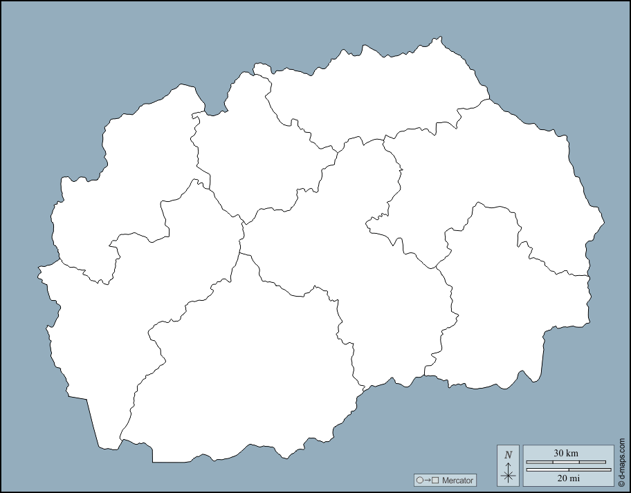 Macedonia del Nord : d-maps.com: mappa gratuita, mappa muta gratuita, cartina muta gratuita : contorni, regioni