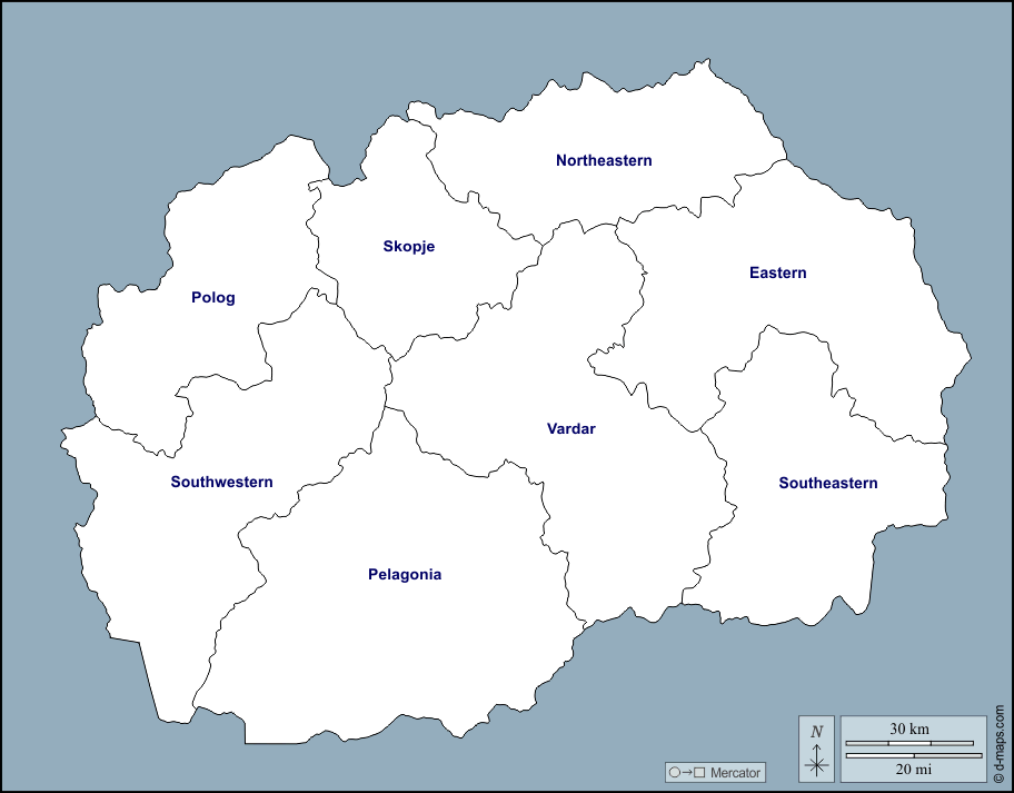 Nordmazedonien : d-maps.com: Kostenlose Karten, kostenlose stumme Karte, kostenlose unausgefüllt Landkarte, kostenlose hochauflösende Umrisskarte : Umrisse, Regionen, Namen