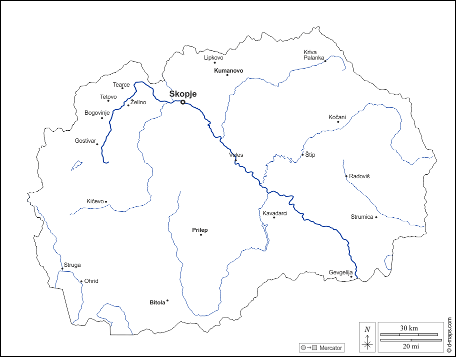 مقدونيا الشمالية : خريطة مجانية, خريطة خاليه من الفراغ, خريطة الخطوط العريضة, خريطة القاعدة الحرة
 : الخطوط العريضة, هيدروغرافيا, المدن الرئيسية, أسماء, أبيض