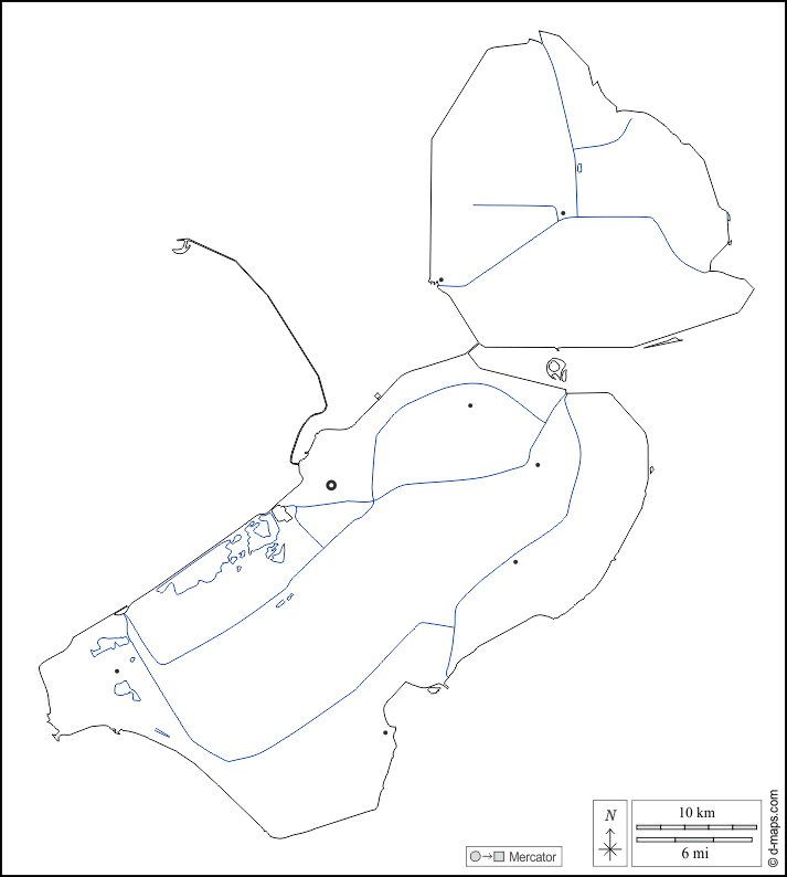 Flevoland : d-maps.com: mappa gratuita, mappa muta gratuita, cartina muta gratuita : contorni, idrografia, principali città, bianco
