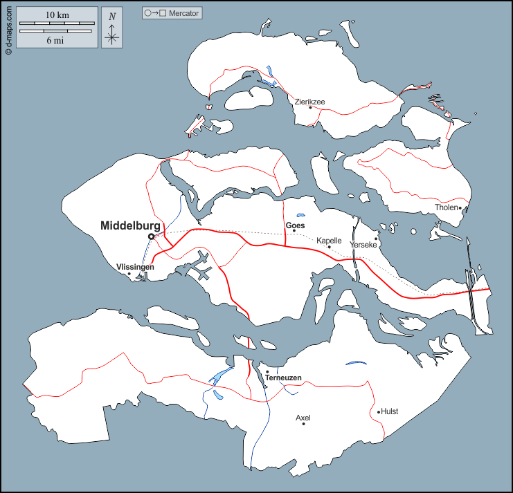 Zelanda : d-maps.com: mappa gratuita, mappa muta gratuita, cartina muta gratuita : contorni, idrografia, principali città, strade, nomi