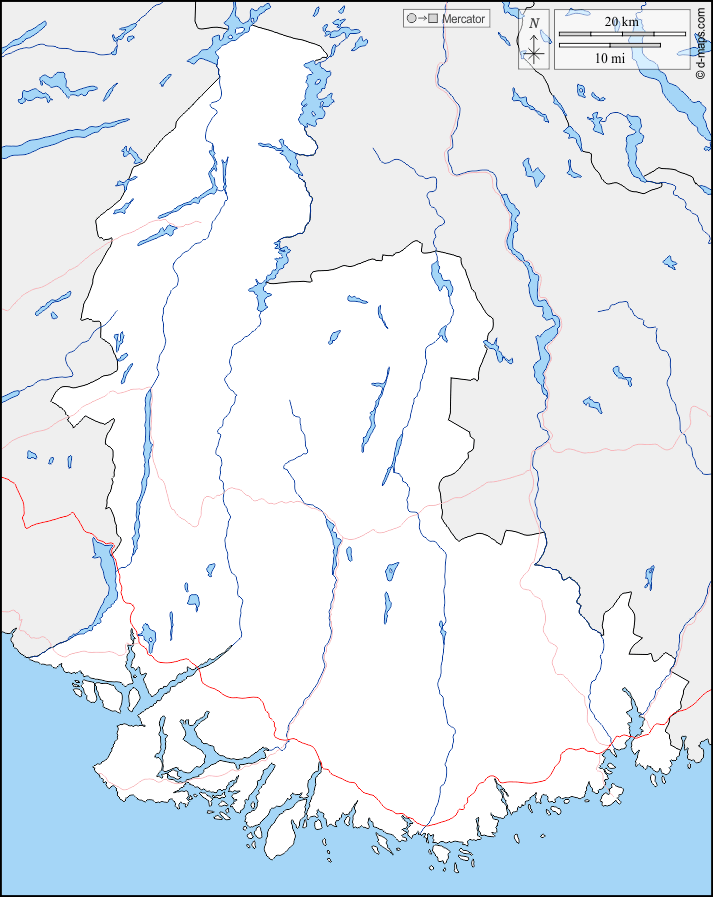 Vest-Agder : d-maps.com: mappa gratuita, mappa muta gratuita, cartina muta gratuita : frontiere, idrografia, strade