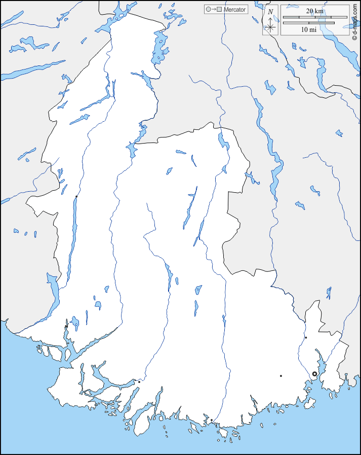 Vest-Agder : d-maps.com: mappa gratuita, mappa muta gratuita, cartina muta gratuita : frontiere, idrografia, principali città