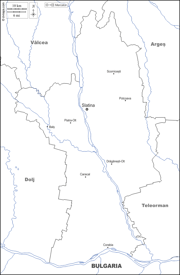 Olt : d-maps.com: mappa gratuita, mappa muta gratuita, cartina muta gratuita : frontiere, idrografia, principali città, nomi, bianco