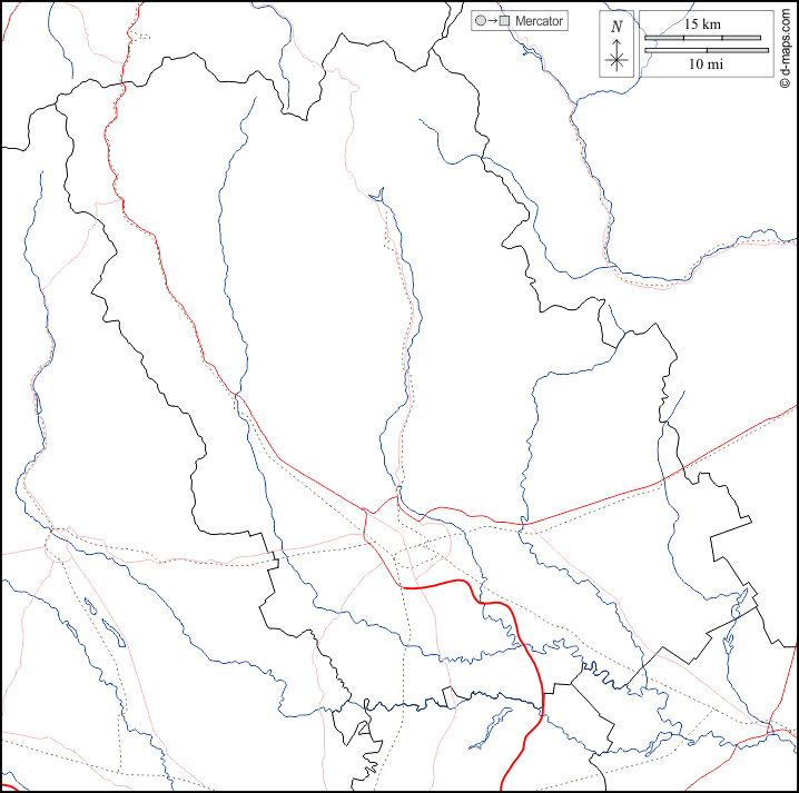 Prahova : d-maps.com: Kostenlose Karten, kostenlose stumme Karte, kostenlose unausgefüllt Landkarte, kostenlose hochauflösende Umrisskarte : Grenzen, Hydrografie, Straßen, weiß