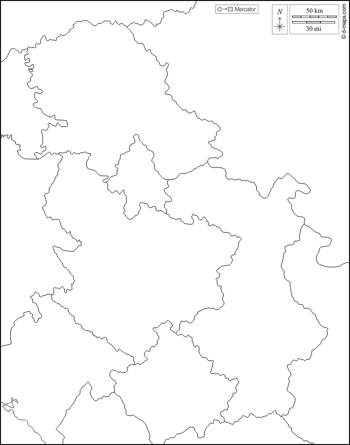 Serbien : d-maps.com: Kostenlose Karten, kostenlose stumme Karte, kostenlose unausgefüllt Landkarte, kostenlose hochauflösende Umrisskarte : Grenzen, Regionen, weiß