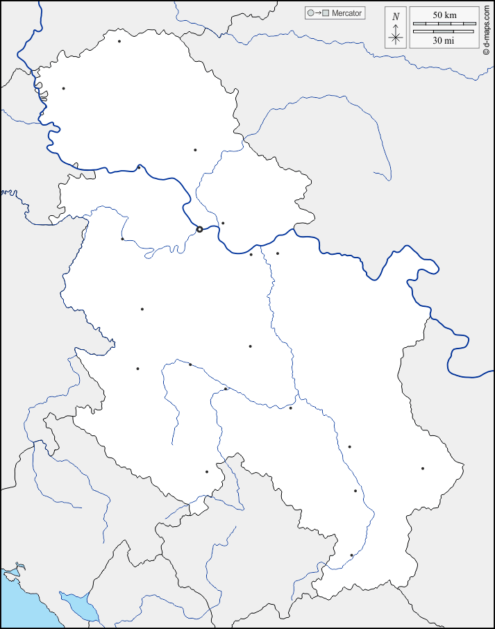 Сербия : d-maps.com: Бесплатная карта, бесплатная карта, свободная карта, Бесплатная базовая карта
 : границы, гидрографии, Главные города