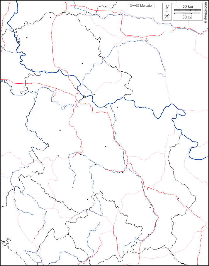 Serbia : d-maps.com: mapa gratuito, mapa mudo gratuito, mapa en blanco gratuito, plantilla de mapa : fronteras, hidrografía, principales ciudades, carreteras, blanco