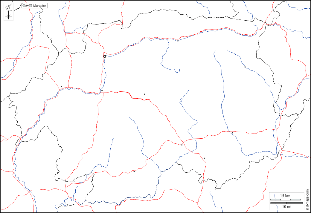 Banská Bystrica : d-maps.com: carte géographique gratuite, carte géographique muette gratuite, carte vierge gratuite, fond de carte gratuit, formats graphiques courants : frontières, hydrographie, principales villes, routes, blanc