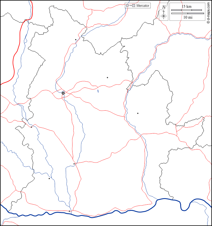 Nitra : d-maps.com: mapa livre, mapa em branco livre, mapa livre do esboço, mapa básico livre
 : fronteiras, hidrografia, principais cidades, estradas, branco