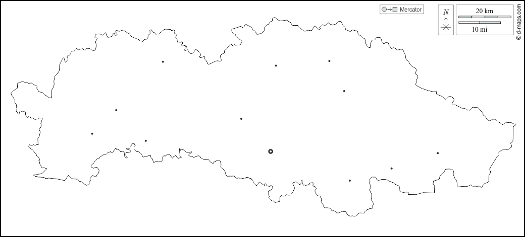 Prešov : d-maps.com: mapa livre, mapa em branco livre, mapa livre do esboço, mapa básico livre
 : contornos, principais cidades, branco