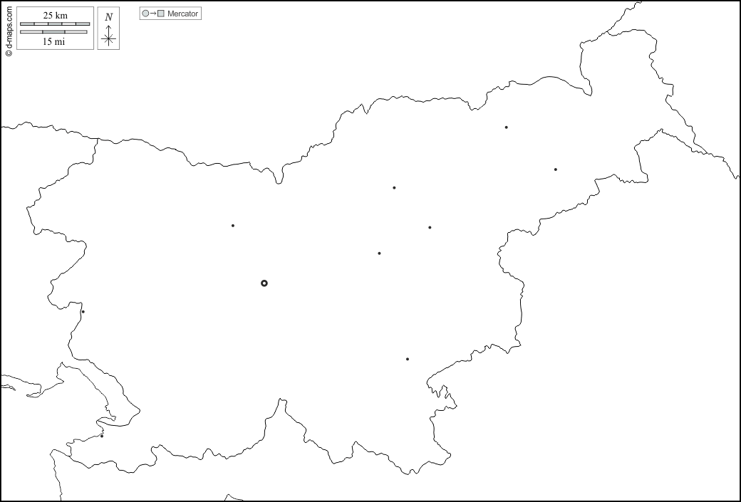 سلوفينيا : خريطة مجانية, خريطة خاليه من الفراغ, خريطة الخطوط العريضة, خريطة القاعدة الحرة
 : حدود, المدن الرئيسية, أبيض