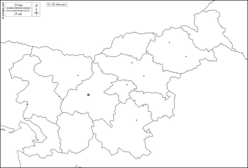 Slovenia : d-maps.com: mappa gratuita, mappa muta gratuita, cartina muta gratuita : frontiere, regioni, principali città, bianco