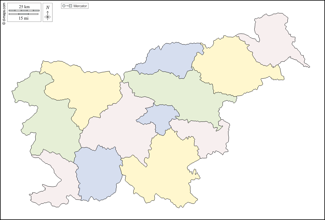 Slowenien : d-maps.com: Kostenlose Karten, kostenlose stumme Karte, kostenlose unausgefüllt Landkarte, kostenlose hochauflösende Umrisskarte : Umrisse, Regionen, Farbe, weiß