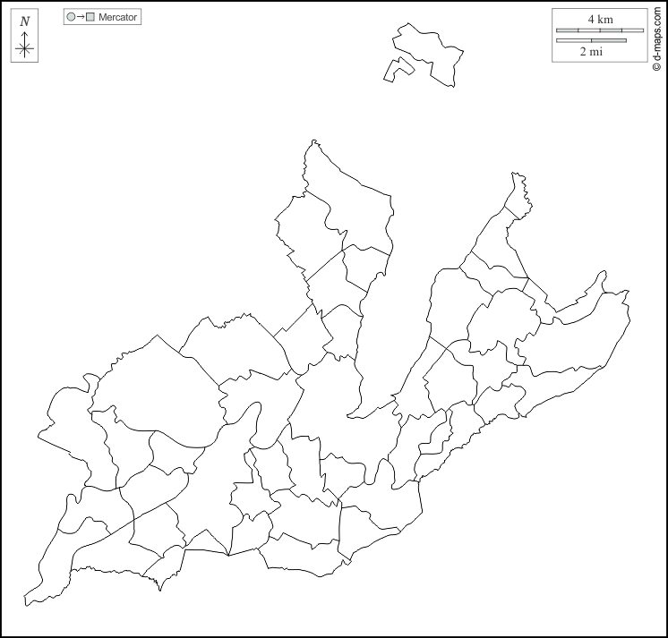 日内瓦 : d-maps.com: 免费地图, 免费的空白地图, 免费的轮廓地图, 免费基地地图 : 大纲, 市, 白