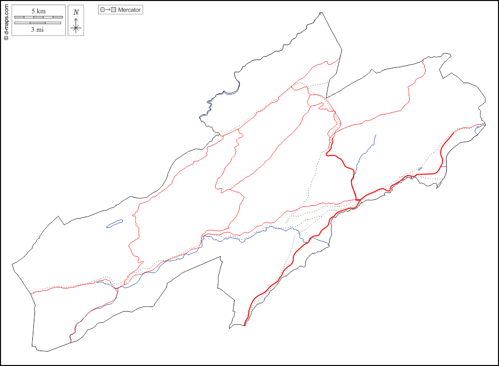 Neuchâtel : d-maps.com: mapa livre, mapa em branco livre, mapa livre do esboço, mapa básico livre
 : contornos, hidrografia, estradas, branco
