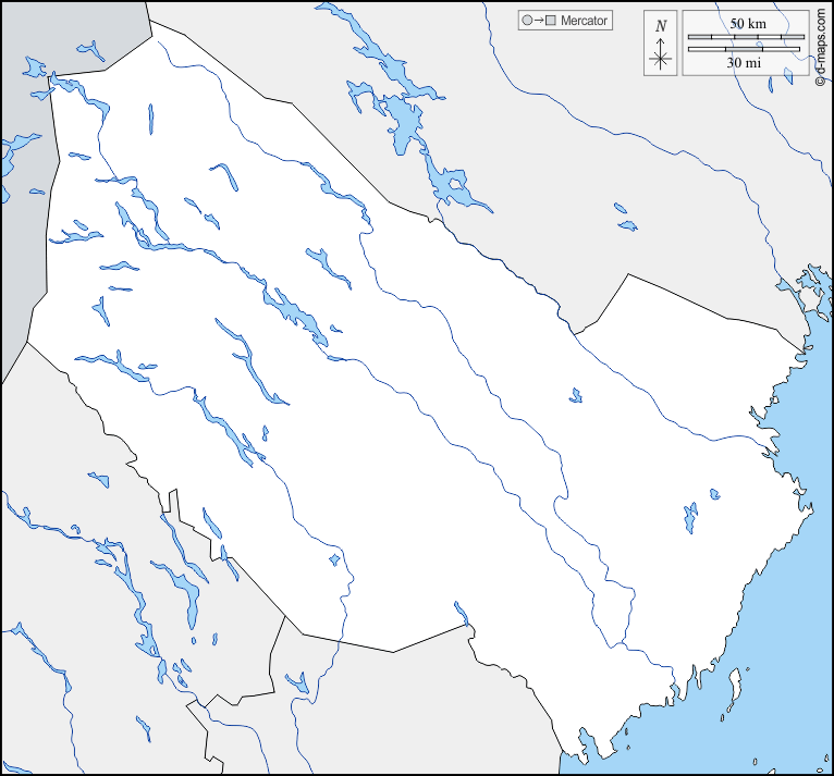 Västerbotten : d-maps.com: mappa gratuita, mappa muta gratuita, cartina muta gratuita : frontiere, idrografia