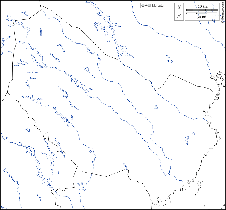 Västerbotten : d-maps.com: mappa gratuita, mappa muta gratuita, cartina muta gratuita : frontiere, idrografia, bianco