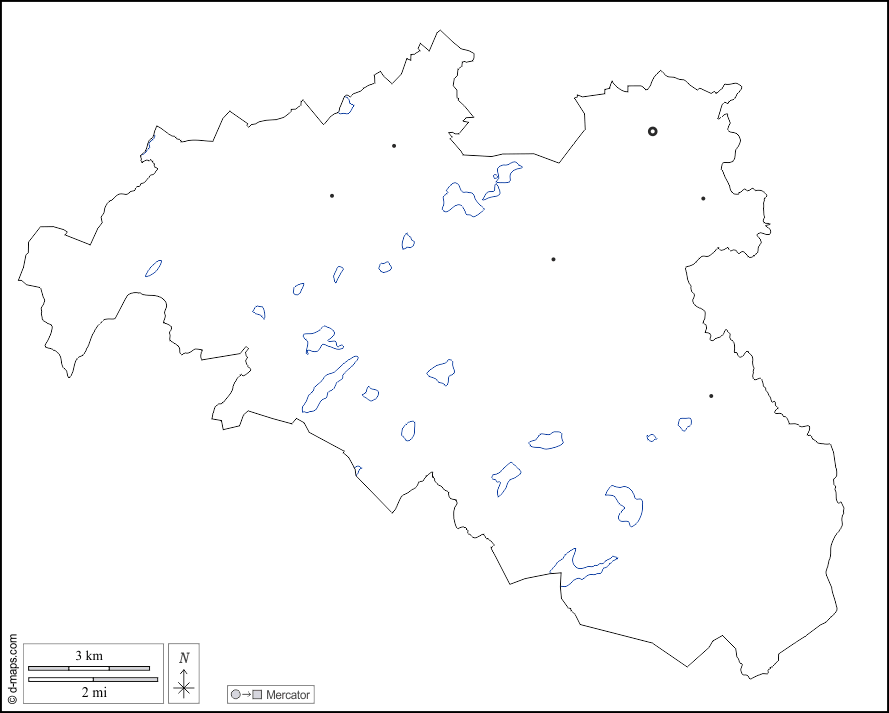 East Renfrewshire : d-maps.com: mappa gratuita, mappa muta gratuita, cartina muta gratuita : contorni, idrografia, principali città, bianco
