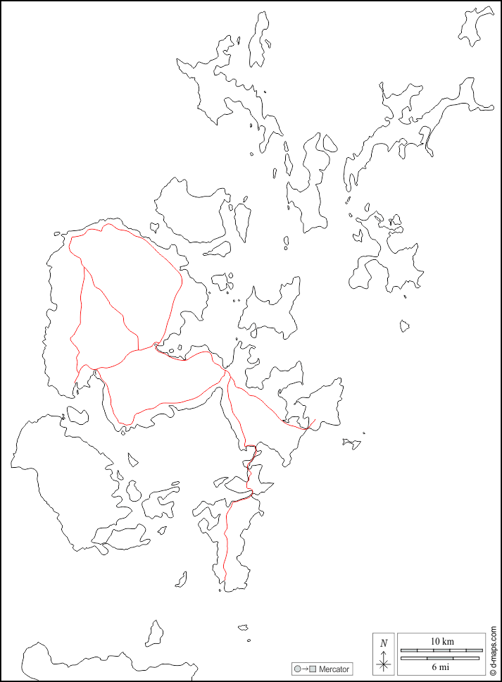 Orkney : d-maps.com: mappa gratuita, mappa muta gratuita, cartina muta gratuita : frontiere, strade, bianco