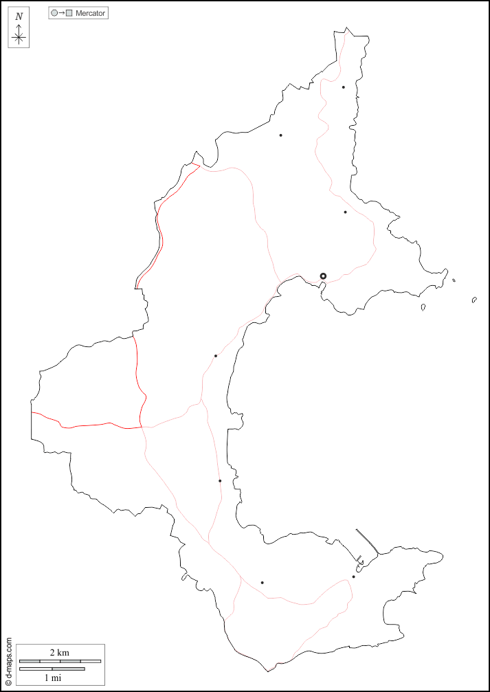Torbay : d-maps.com: free map, free blank map, free outline map, free base map : outline, neighborhoods, roads, white