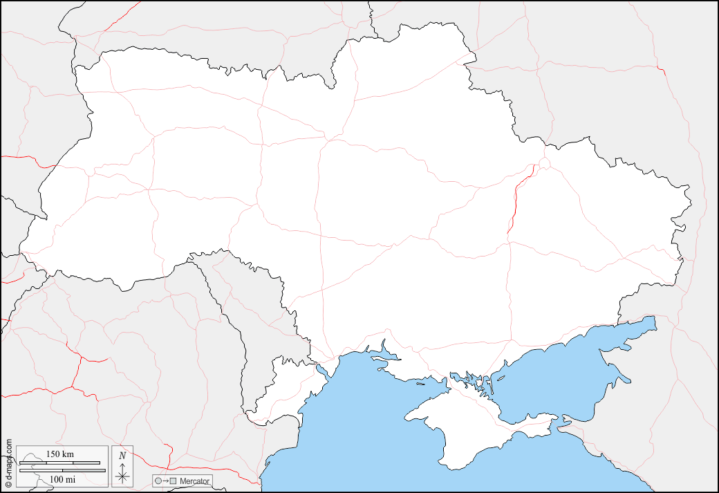 Ukraine : d-maps.com: Kostenlose Karten, kostenlose stumme Karte, kostenlose unausgefüllt Landkarte, kostenlose hochauflösende Umrisskarte : Grenzen, Straßen