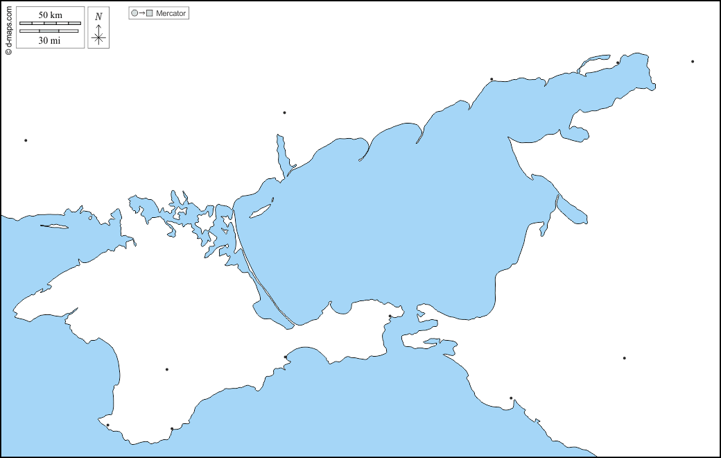 Mar d'Azov : d-maps.com: mappa gratuita, mappa muta gratuita, cartina muta gratuita : litorali, principali città