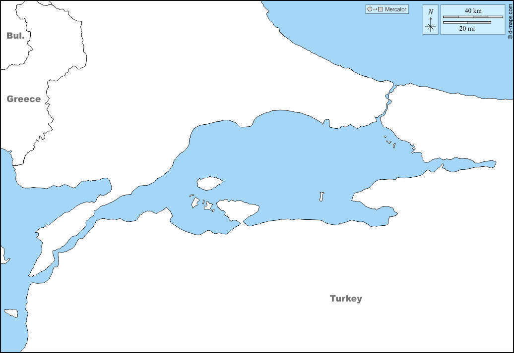 Sea of Marmara : d-maps.com: free map, free blank map, free outline map, free base map : states, names