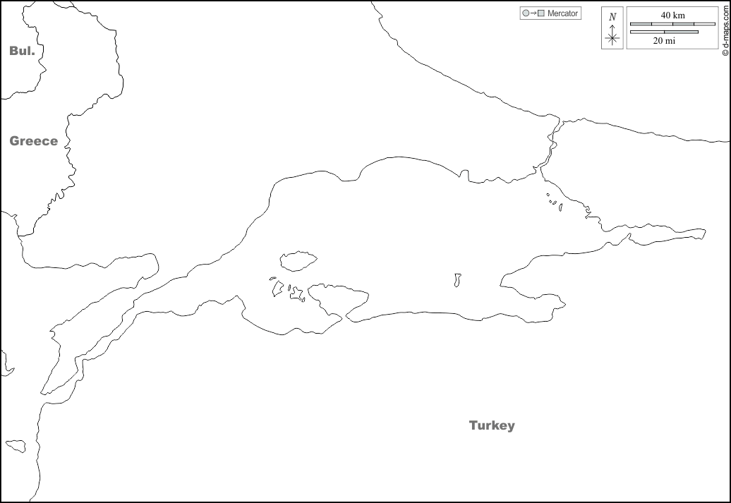 Sea of Marmara : d-maps.com: free map, free blank map, free outline map, free base map : states, names, white