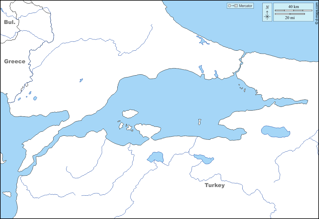 Sea of Marmara : d-maps.com: free map, free blank map, free outline map, free base map : hydrography, states, names