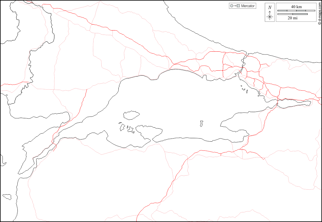 Sea of Marmara : d-maps.com: free map, free blank map, free outline map, free base map : states, roads, white