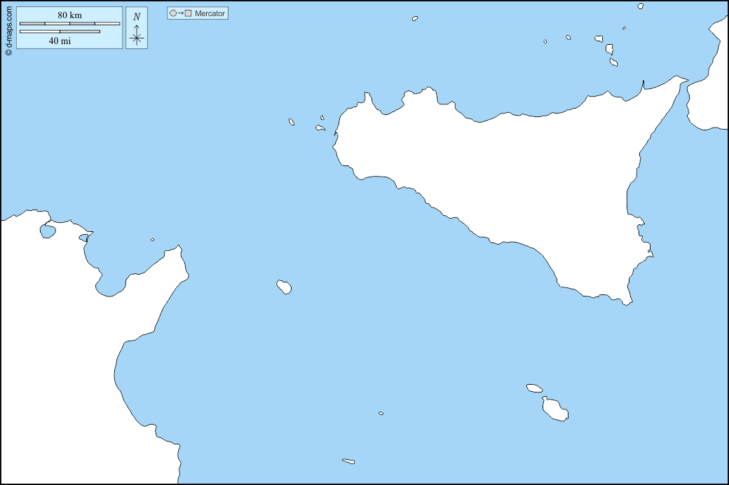 Strait of Sicily : d-maps.com: free map, free blank map, free outline map, free base map : states