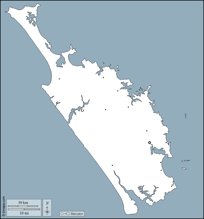 Northland : d-maps.com: mapa livre, mapa em branco livre, mapa livre do esboço, mapa básico livre
 : contornos, principais cidades