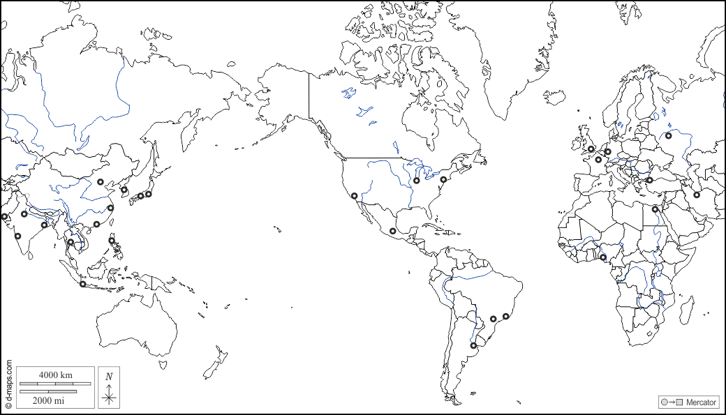 विश्व प्लैनिस्फीयर (अमेरिका) : d-maps.com: नि: शुल्क मानचित्र, नि: शुल्क रिक्त नक्शा, नि: शुल्क रूपरेखा मानचित्र, नि: शुल्क आधार मानचित्र
 : जल-सर्वेक्षण, राज्यों, मुख्य कस्बों, सफेद