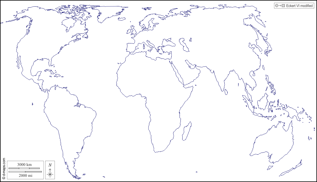 世界プラニスフィア(ヨーロッパアフリカ) : d-maps.com: 無料地図, 無料の空の地図, 無料のアウトラインマップ, 無料のベースマップ
 : 海岸, 白い