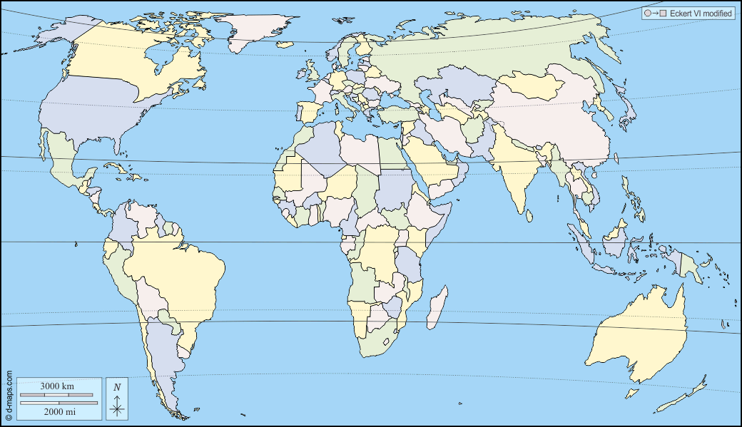 世界プラニスフィア(ヨーロッパアフリカ) : d-maps.com: 無料地図, 無料の空の地図, 無料のアウトラインマップ, 無料のベースマップ
 : 国, 緯度, 色
